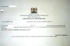 Certificate of business registration